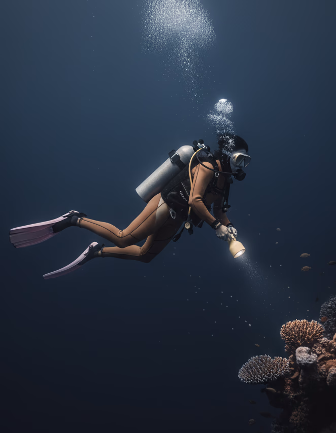 Happy scuba divers group